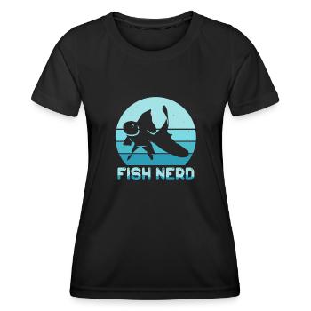 Drôle de nerd de poissons aquatiques - T-shirt sport Femme - noir - Devant - AI Model Female 172 light (172cm)