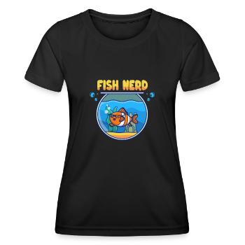 Funny Aquatic Fish Nerd - Women's Functional T-Shirt - black - Front - AI Model Female 172 light (172cm)