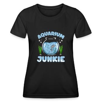 Drôle d’aquarium Aquarium Junkie - T-shirt sport Femme - noir - Devant - AI Model Female 172 light (172cm)