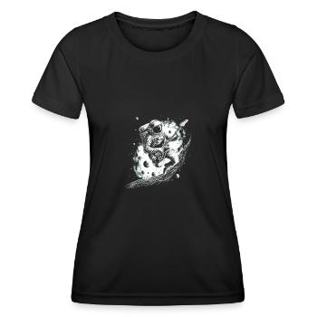 Astronaut Guitar Player - Frauen Funktions-T-Shirt - Schwarz - Vorne - AI Model Female 172 light (172cm)