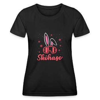 Skifahren Wintersport Skihase Skifahrerin - Frauen Funktions-T-Shirt - Schwarz - Vorne - AI Model Female 172 light (172cm)