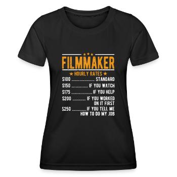 Cinéastes Salaire horaire - T-shirt sport Femme - noir - Devant - AI Model Female 172 light (172cm)