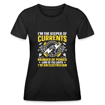 Nous vous allumons toujours électricien - T-shirt sport Femme - noir - Devant - AI Model Female 172 light (172cm)
