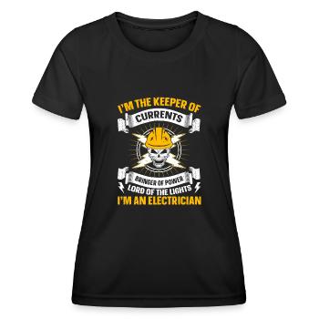 Nous vous allumons toujours électricien - T-shirt sport Femme - noir - Devant - AI Model Female 172 light (172cm)