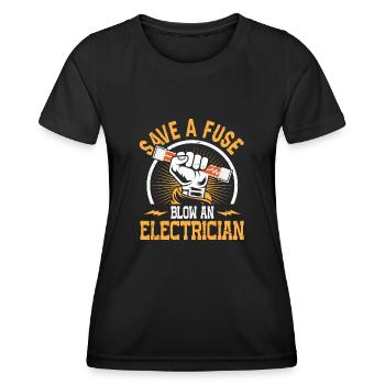 Nous vous allumons toujours électricien - T-shirt sport Femme - noir - Devant - AI Model Female 172 light (172cm)