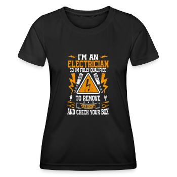 Nous vous allumons toujours électricien - T-shirt sport Femme - noir - Devant - AI Model Female 172 light (172cm)