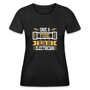 Nous vous allumons toujours électricien - T-shirt sport Femme - noir - Devant - AI Model Female 172 light (172cm)