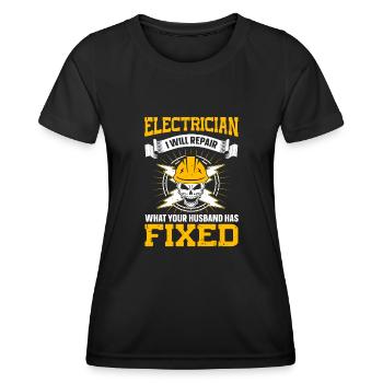 Nous vous allumons toujours électricien - T-shirt sport Femme - noir - Devant - AI Model Female 172 light (172cm)