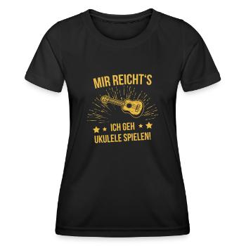 Ukulele Ukulele-Spieler Ukulelist - Frauen Funktions-T-Shirt - Schwarz - Vorne - AI Model Female 172 light (172cm)