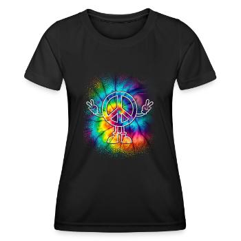 Peacezeichen Friedenszeichen Tie Dye - Frauen Funktions-T-Shirt - Schwarz - Vorne - AI Model Female 172 light (172cm)