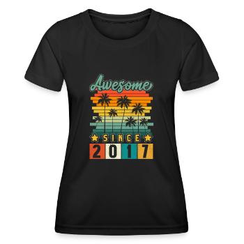2017 Anniversaire Né Année de naissance Millésime - T-shirt sport Femme - noir - Devant - AI Model Female 172 light (172cm)