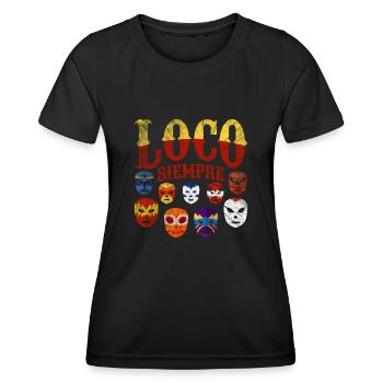 Luchador Masks Loco Siempre - Frauen Funktions-T-Shirt - Schwarz - Vorne - AI Model Female 172 light (172cm)