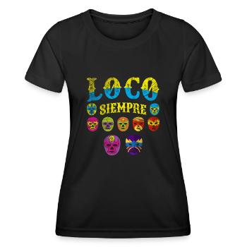 Luchador Masks Loco Siempre - Frauen Funktions-T-Shirt - Schwarz - Vorne - AI Model Female 172 light (172cm)