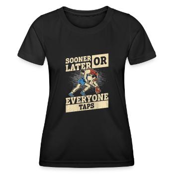 Tôt ou tard, tout le monde tape sur Ringer Gift - T-shirt sport Femme - noir - Devant - AI Model Female 172 light (172cm)