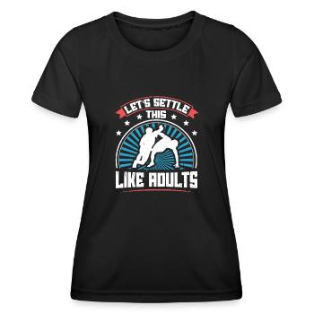 Lets Settle This Like Adults Ringer Gift - Women's Functional T-Shirt - black - Front - AI Model Female 172 light (172cm)