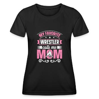 Mon lutteur préféré m’appelle maman lutte maman - T-shirt sport Femme - noir - Devant - AI Model Female 172 light (172cm)