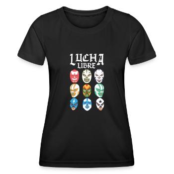 Luchador Masks Lucha Libre - Frauen Funktions-T-Shirt - Schwarz - Vorne - AI Model Female 172 light (172cm)
