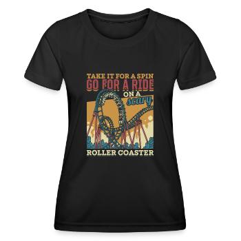 Vintage Looping Roller Coaster Ride Gift - Women's Functional T-Shirt - black - Front - AI Model Female 172 light (172cm)