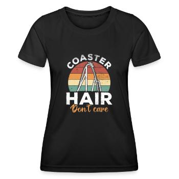 Coaster Hair Don’t Care Roller Coasters Vintage - T-shirt sport Femme - noir - Devant - AI Model Female 172 light (172cm)