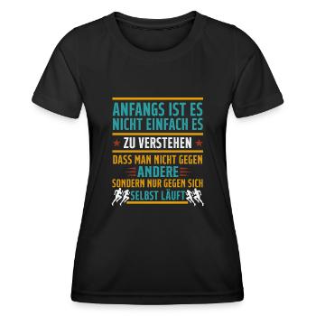 Laufen - Der Kampf gegen sich selbst - Frauen Funktions-T-Shirt - Schwarz - Vorne - AI Model Female 172 light (172cm)