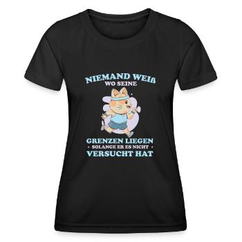 Laufen Grenzen - Frauen Funktions-T-Shirt - Schwarz - Vorne - AI Model Female 172 light (172cm)