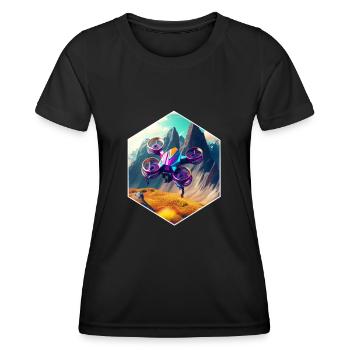 Drohne Fliegen Quadrocopter - Frauen Funktions-T-Shirt - Schwarz - Vorne - AI Model Female 172 light (172cm)