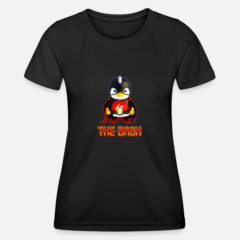 The Bash Penguin Superhero for Linux Coder and - Frauen Funktions-T-Shirt - Schwarz