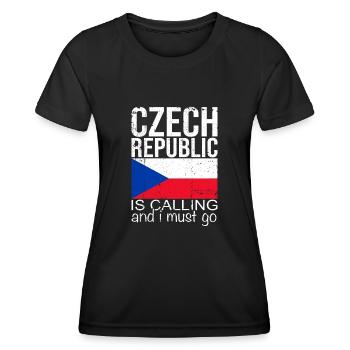 Tchéquie - T-shirt sport Femme - noir - Devant - AI Model Female 172 light (172cm)