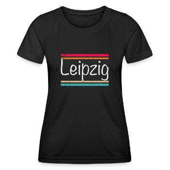 Leipzig - Frauen Funktions-T-Shirt - Schwarz - Vorne - AI Model Female 172 light (172cm)