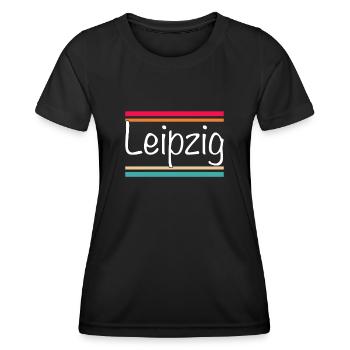 Leipzig - Frauen Funktions-T-Shirt - Schwarz - Vorne - AI Model Female 172 light (172cm)