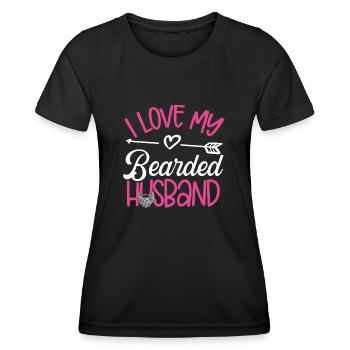 J’aime mon mari barbu - T-shirt sport Femme - noir - Devant - AI Model Female 172 light (172cm)