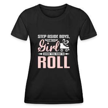 Laissez cette fille vous montrer comment faire du roller - T-shirt sport Femme - noir - Devant - AI Model Female 172 light (172cm)
