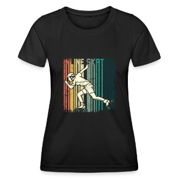 Patin à roues alignées Retro Vintage - T-shirt sport Femme - noir - Devant - AI Model Female 172 light (172cm)