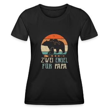 Zwei Engel für Bär Papa Baby Papa's Vatertag - Frauen Funktions-T-Shirt - Schwarz - Vorne - AI Model Female 172 light (172cm)