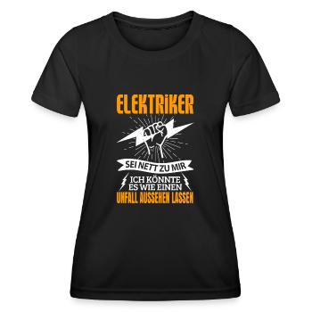 Elektriker Spüche Elektroniker Elektrotechniker - Frauen Funktions-T-Shirt - Schwarz - Vorne - AI Model Female 172 light (172cm)