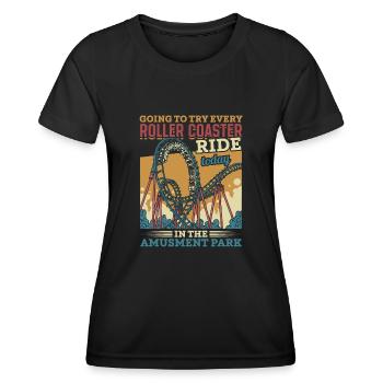 Roller coasters amusement park amusement park Vintage - Women's Functional T-Shirt - black - Front - AI Model Female 172 light (172cm)