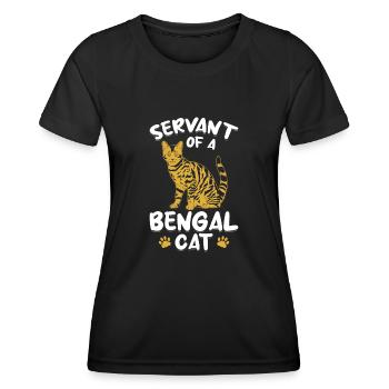 Serviteur Bengal Chat Velours Patte Hybride Race de chat - T-shirt sport Femme - noir - Devant - AI Model Female 172 light (172cm)