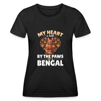 Herz Gehört Bengal Katze Geschenk Samtpfote - Frauen Funktions-T-Shirt - Schwarz - Vorne - AI Model Female 172 light (172cm)