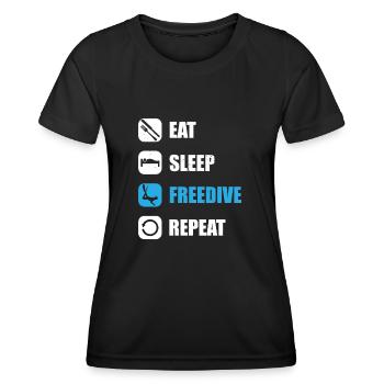 Freitauchen essen schlafen tauchen nochmal - Frauen Funktions-T-Shirt - Schwarz - Vorne - AI Model Female 172 light (172cm)