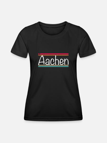 Aachen - Frauen Funktions-T-Shirt - Schwarz