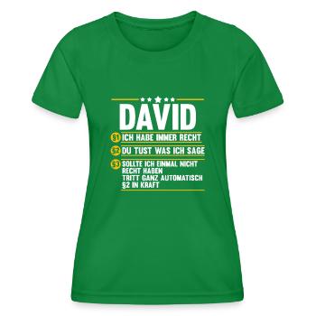 David - Frauen Funktions-T-Shirt - Kelly Green - Vorne - AI Model Female 172 dark (172cm)