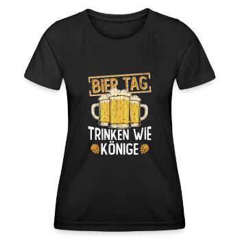 Bier Tag Trinken Wie Könige - Bier Tag Bier - Frauen Funktions-T-Shirt - Schwarz - Vorne - AI Model Female 172 light (172cm)