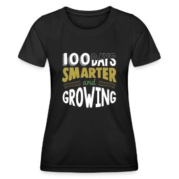 100 days school, 100 days smarter, school - Women's Functional T-Shirt - black - Front - AI Model Female 172 light (172cm)