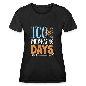 100 days school, 100 days smarter, school - Women's Functional T-Shirt - black - Front - AI Model Female 172 light (172cm)