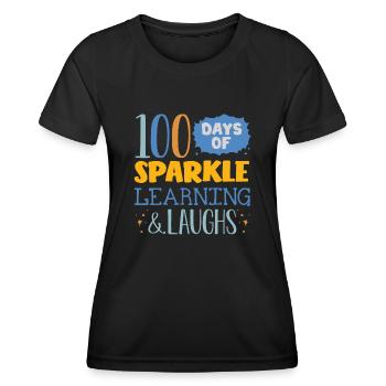 100 days school, 100 days smarter, school - Women's Functional T-Shirt - black - Front - AI Model Female 172 light (172cm)