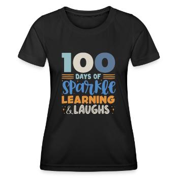 100 days school, 100 days smarter, school - Women's Functional T-Shirt - black - Front - AI Model Female 172 light (172cm)