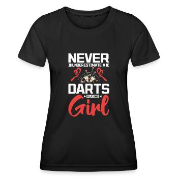 Ne sous-astimez jamais une fille qui joue aux fléchettes - T-shirt sport Femme - noir - Devant - AI Model Female 172 light (172cm)