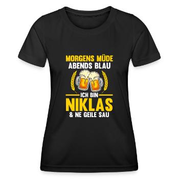 Niklas - Frauen Funktions-T-Shirt - Schwarz - Vorne - AI Model Female 172 light (172cm)