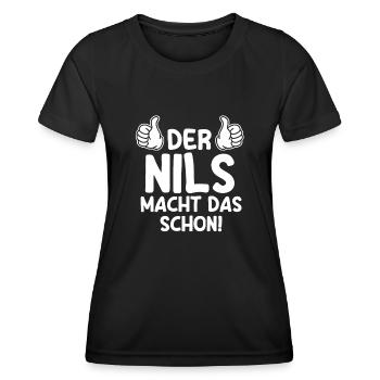 Nils - Frauen Funktions-T-Shirt - Schwarz - Vorne - AI Model Female 172 light (172cm)