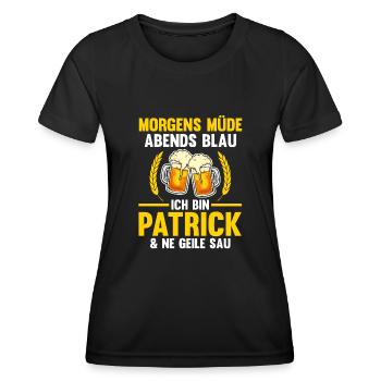 Patrick - Frauen Funktions-T-Shirt - Schwarz - Vorne - AI Model Female 172 light (172cm)